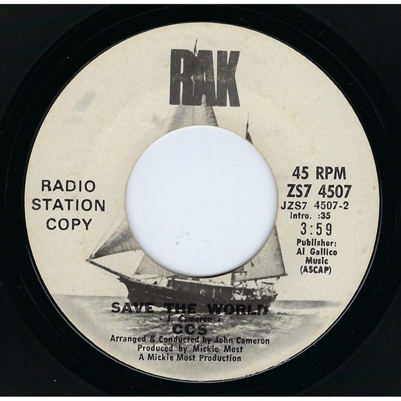 CCS ‎Promo Vinyl 45 Tap Turns On The Water / Save The World on RAK VG+ Rock - Picture 2 of 2